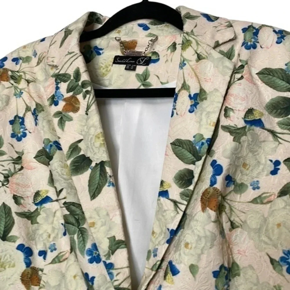Smashed Lemon Floral/Butterfly Women's Cute Cottage Spring Blazer Size 10‎